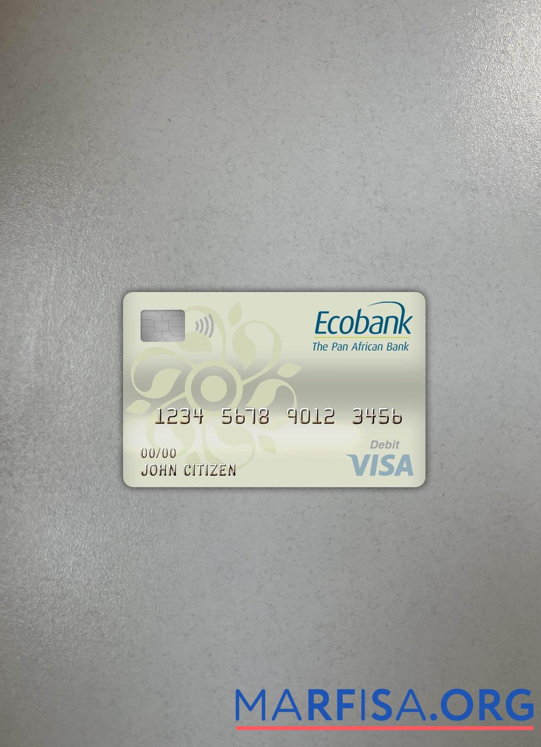 Blank Burkina Faso Ecobank bank visa debit card photolook front example
